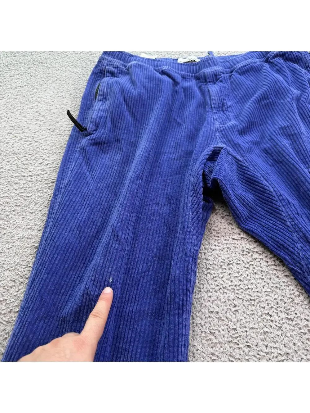 Stone Island Blue Corduroy Cargo Pants W38 Drawstring Wide Wale Made In Romania